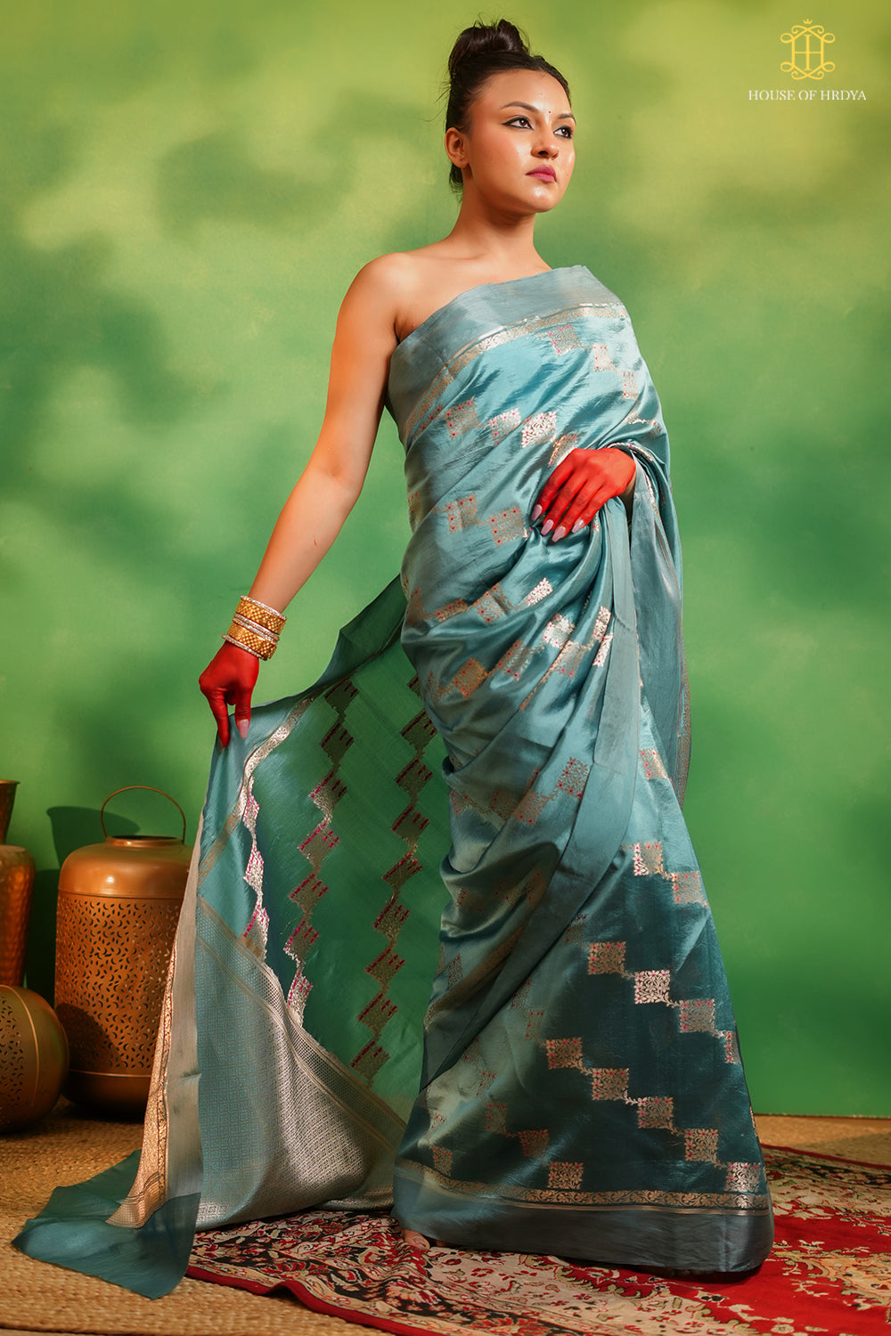 Banarasi Katan Meenakari Silk Blue