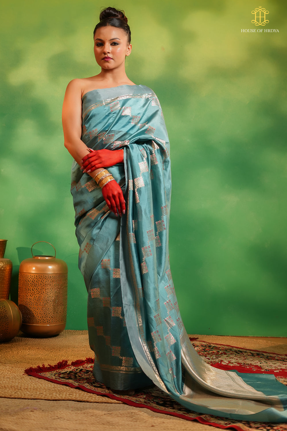 Banarasi Katan Meenakari Silk Blue