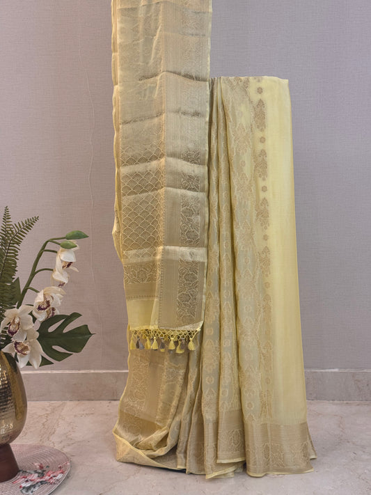 Fluid Grace Light Yellow Saree