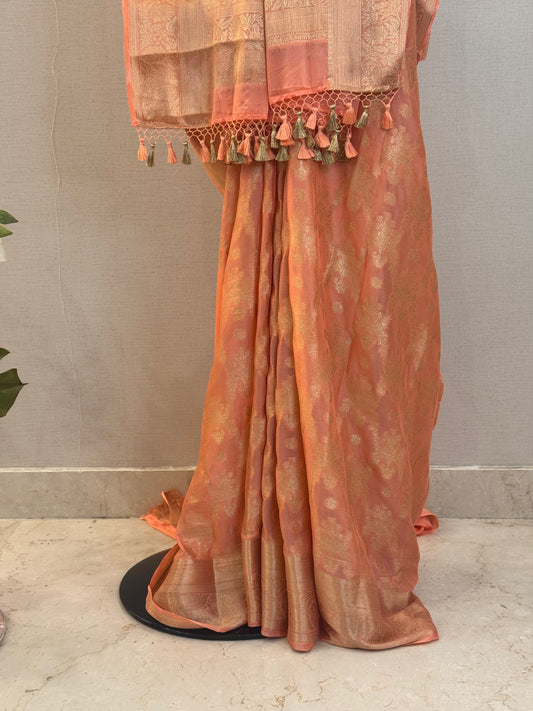 Fluid Grace Light Peach Saree