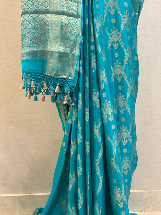 Fluid Grace Light Blue Saree
