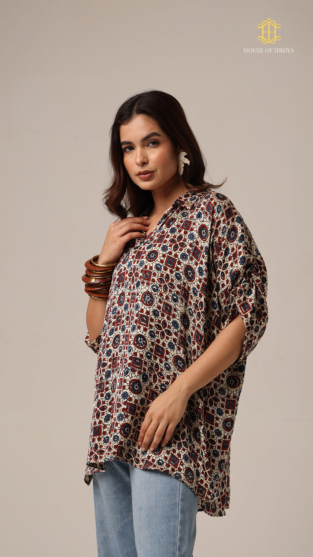 Kaftan Ajrakh White