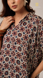 Kaftan Ajrakh White
