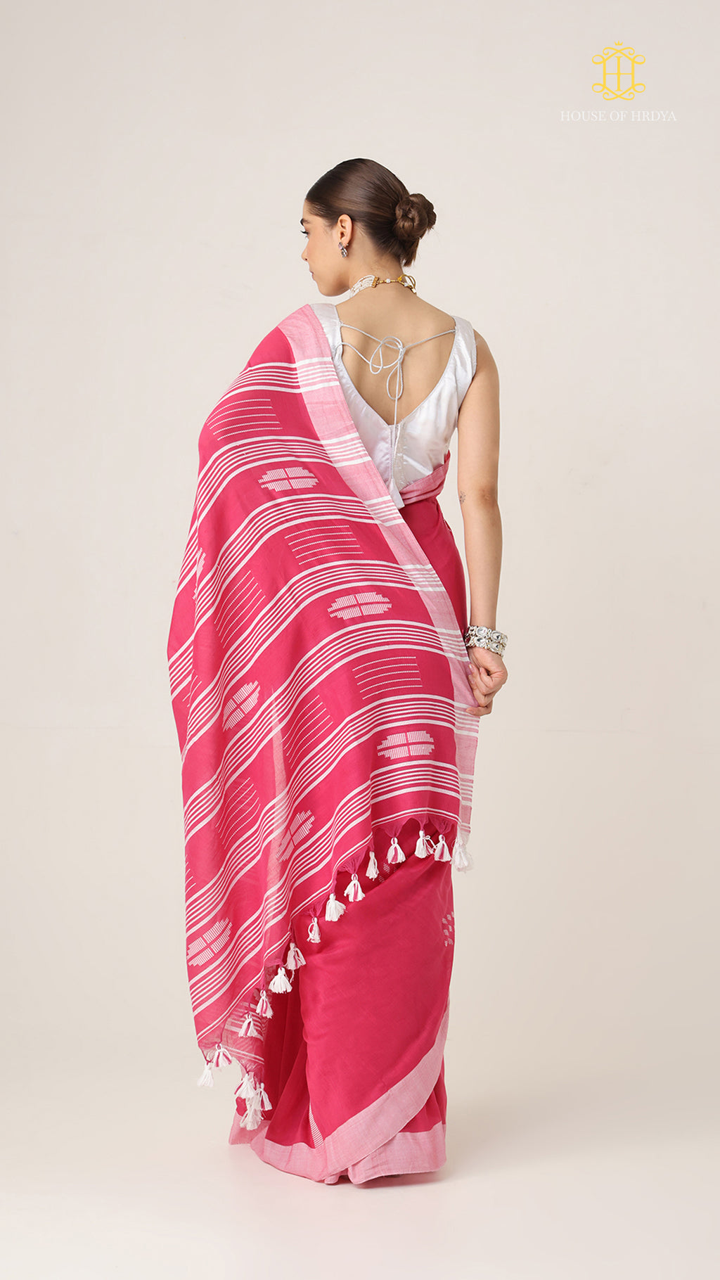 Nirva Jamdani Pink Saree