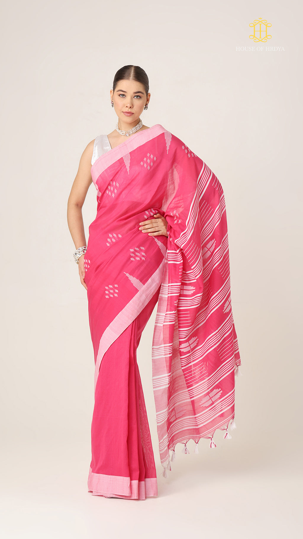 Nirva Jamdani Pink Saree