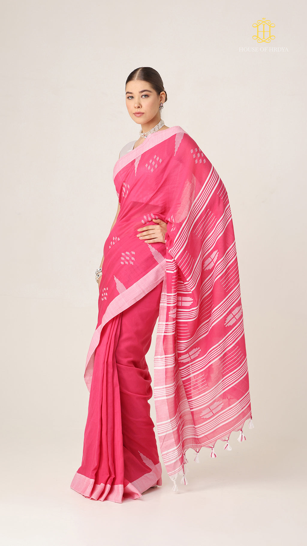 Nirva Jamdani Pink Saree