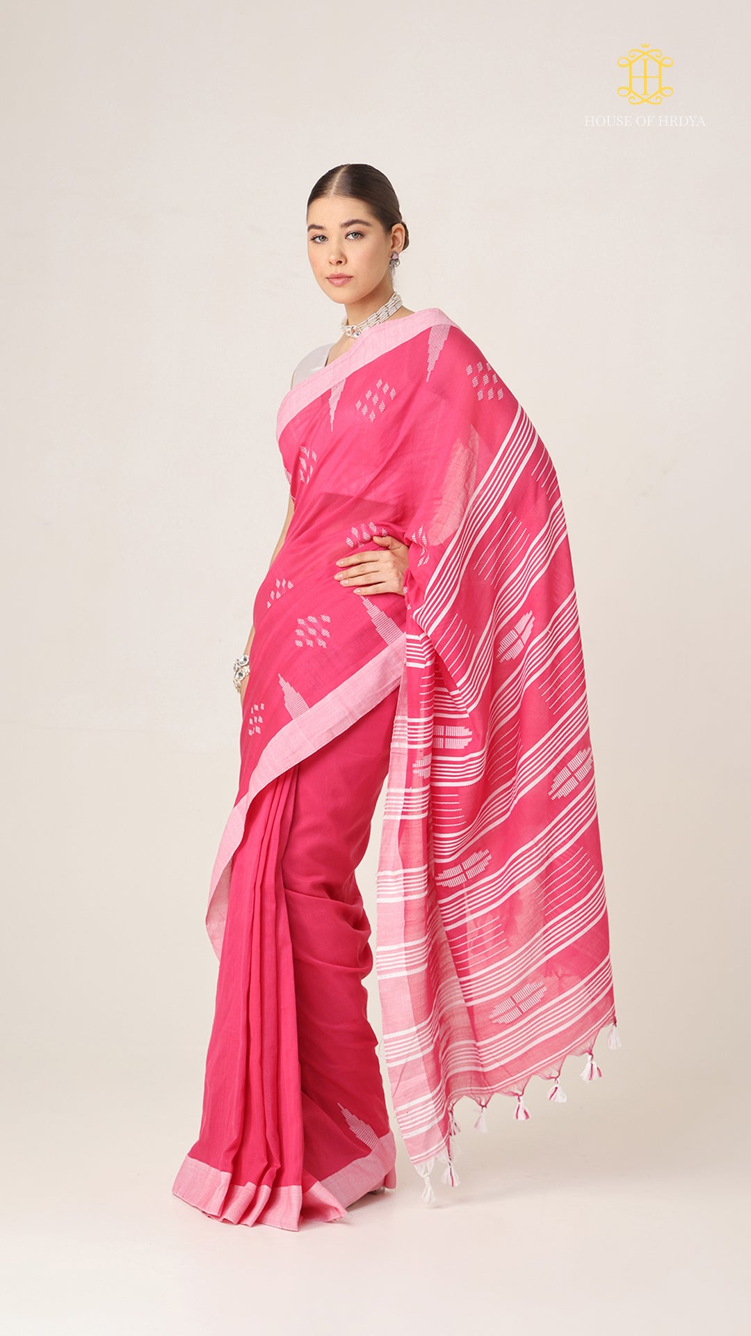 Nirva Jamdani Pink Saree