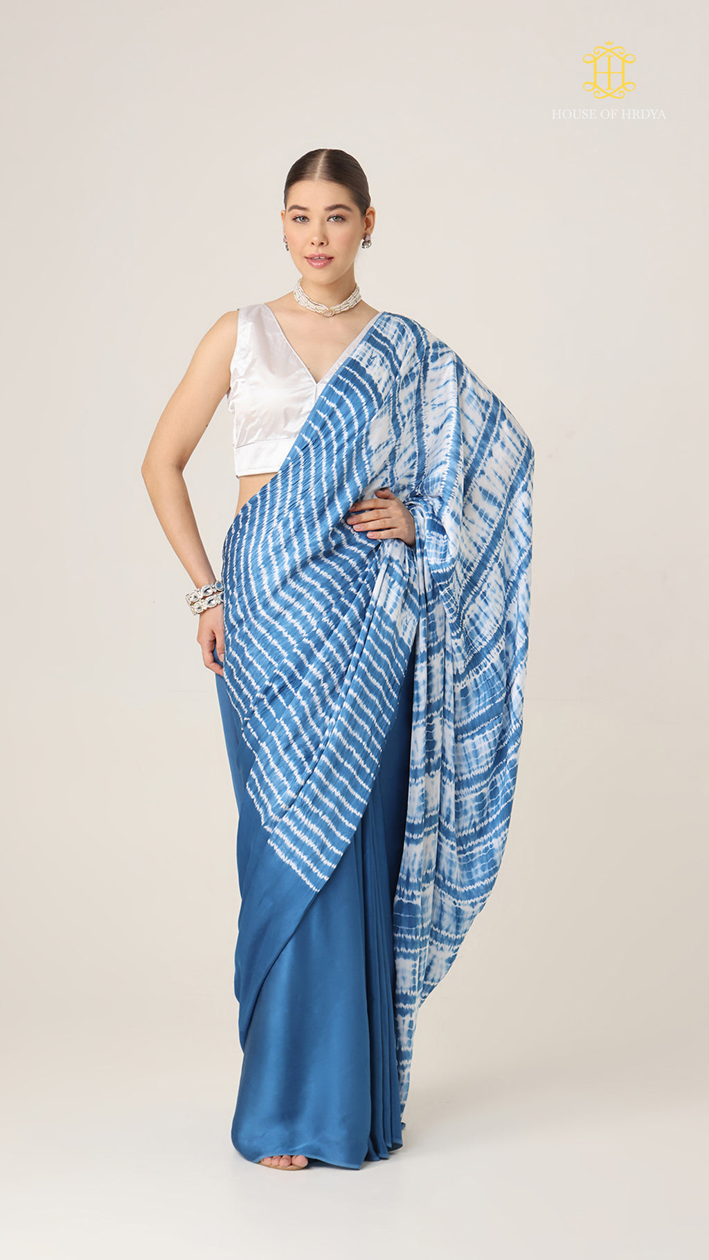 Baandh Neel Modal Silk Shibori