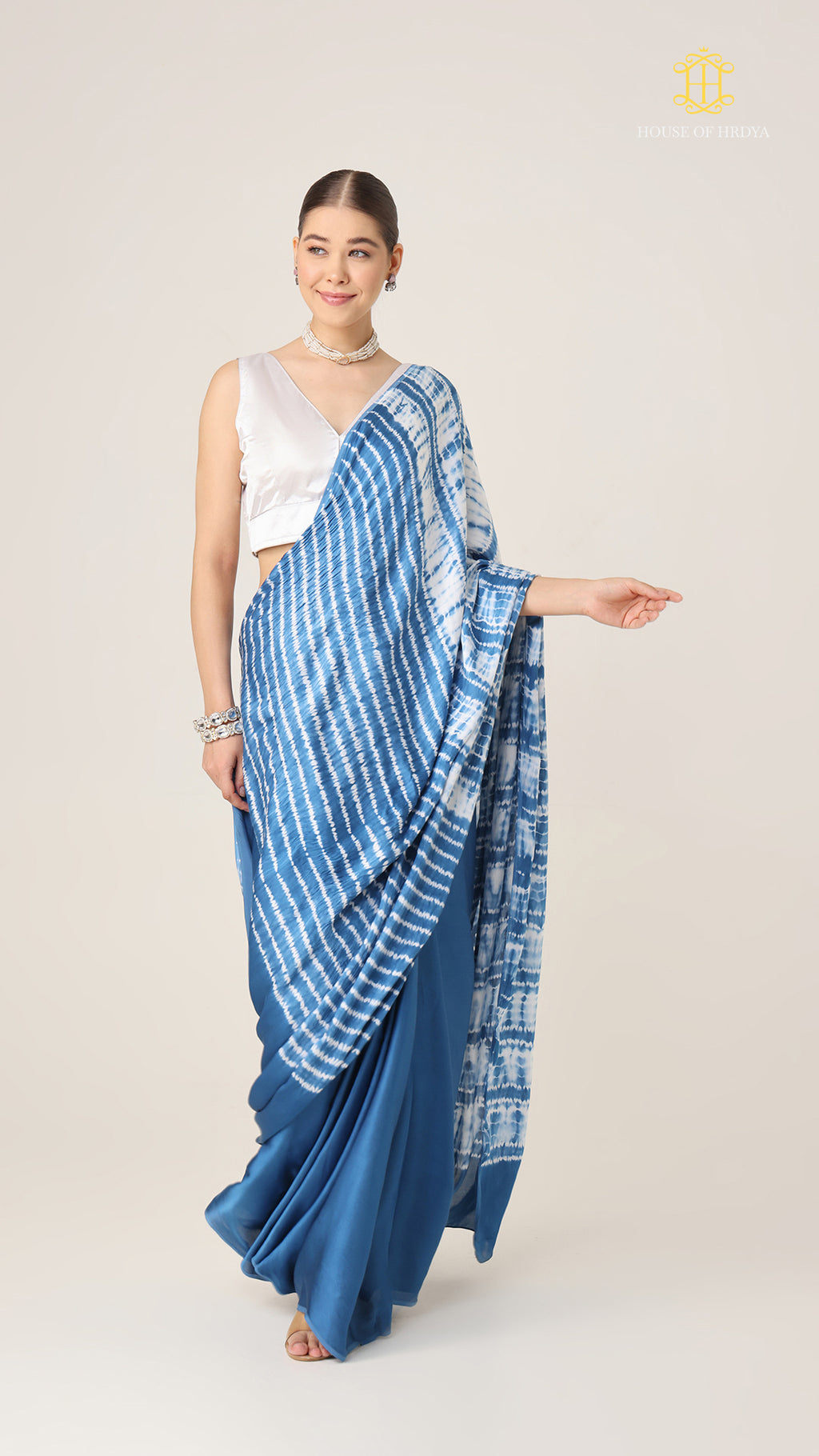 Baandh Neel Modal Silk Shibori