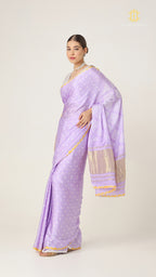Bandhani Lavender with Lagda Patta Pallu
