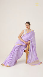 Bandhani Lavender with Lagda Patta Pallu