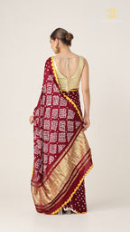 Bandhani Maroon with Lagda Patta Pallu