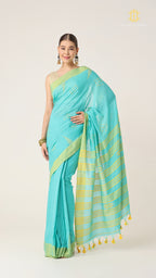 Nirva Jamdani Blue Saree