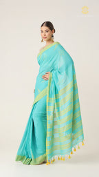 Nirva Jamdani Blue Saree