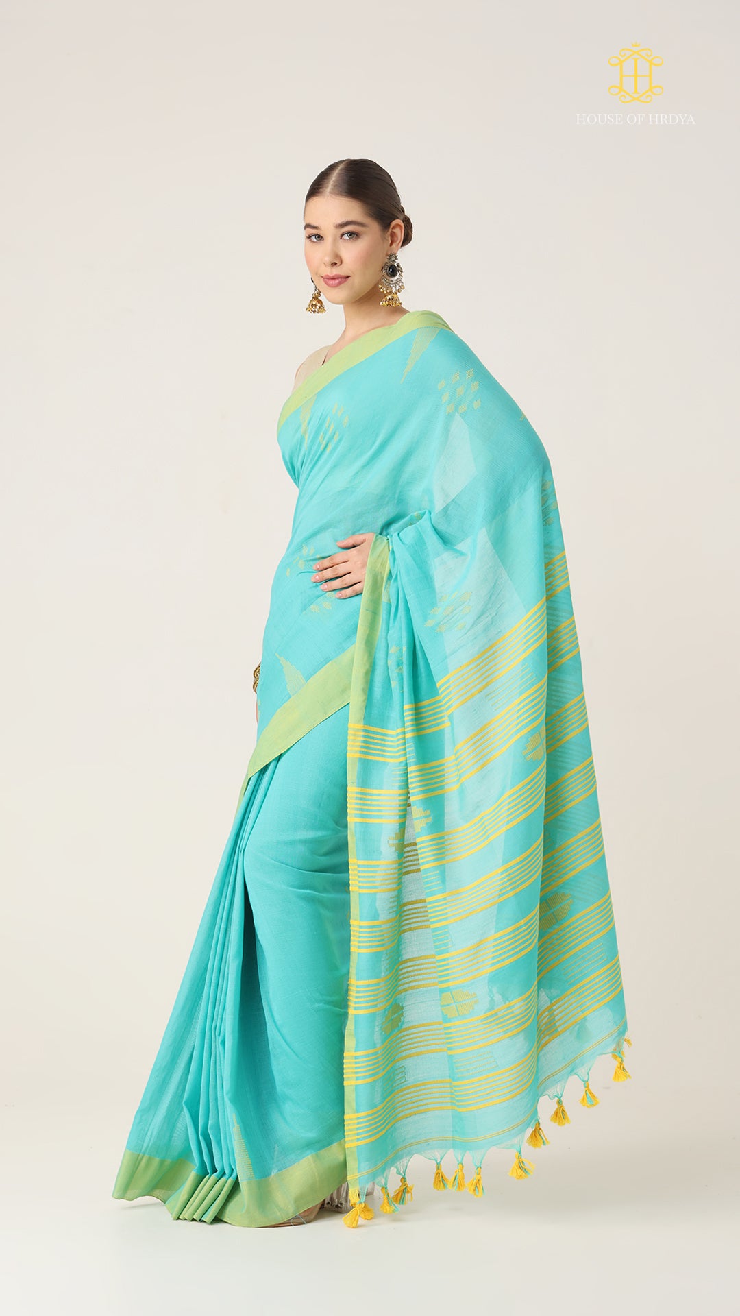 Nirva Jamdani Blue Saree