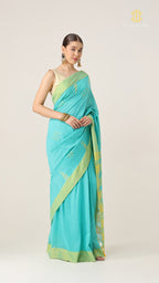 Nirva Jamdani Blue Saree