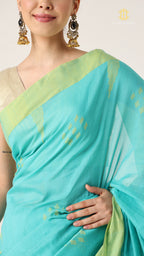 Nirva Jamdani Blue Saree