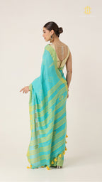 Nirva Jamdani Blue Saree