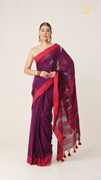 Nirva Jamdani Purple Saree