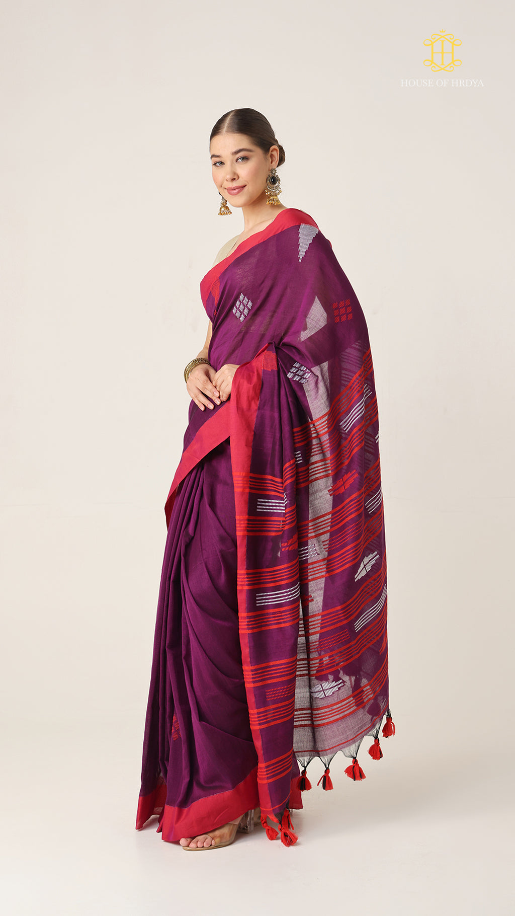 Nirva Jamdani Purple Saree