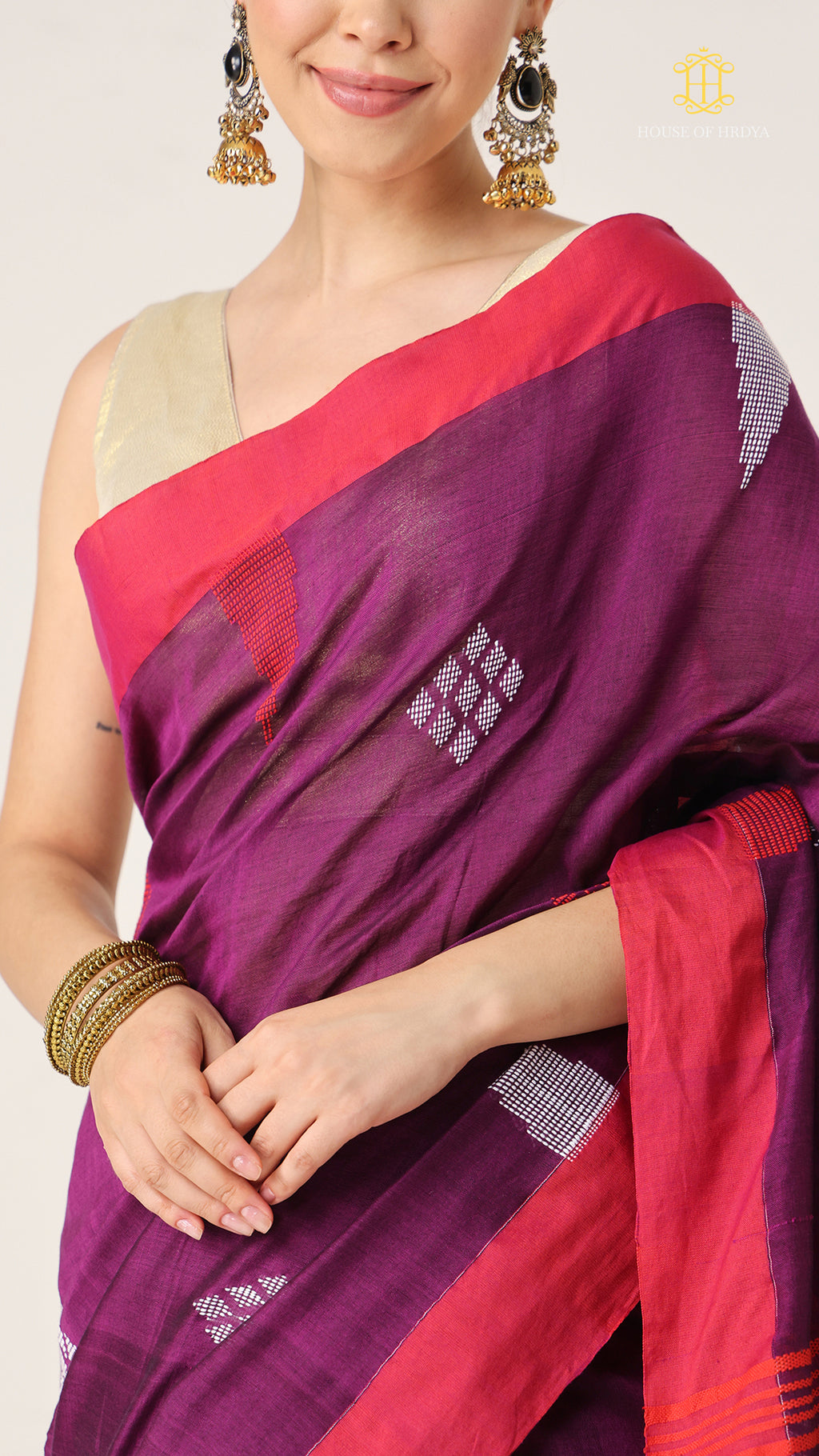 Nirva Jamdani Purple Saree