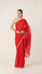 Nirva Mul Cotton Jamdani Plain - Red