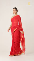 Nirva Mul Cotton Jamdani Plain - Red