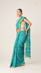 Nirva Mul Cotton Jamdani Plain - Teal