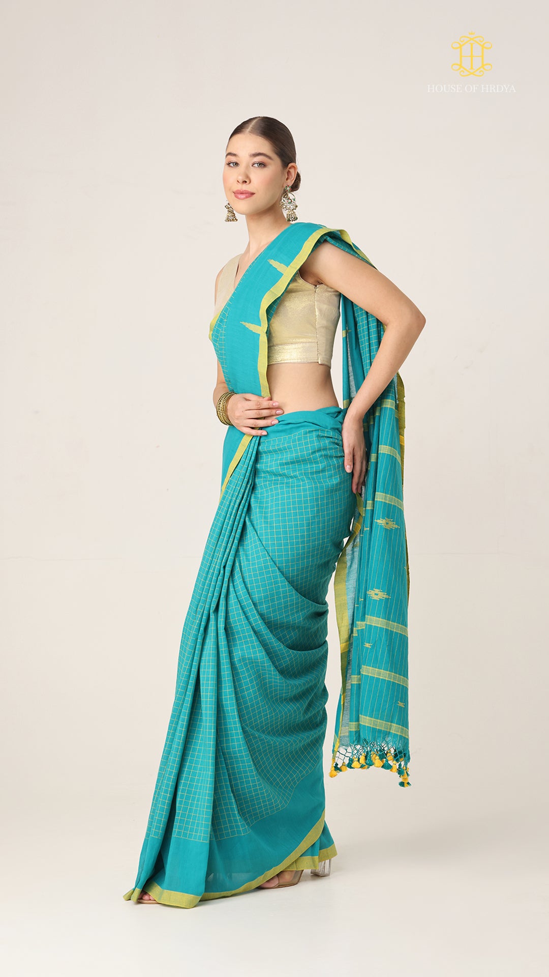 Nirva Mul Cotton Jamdani Plain - Teal