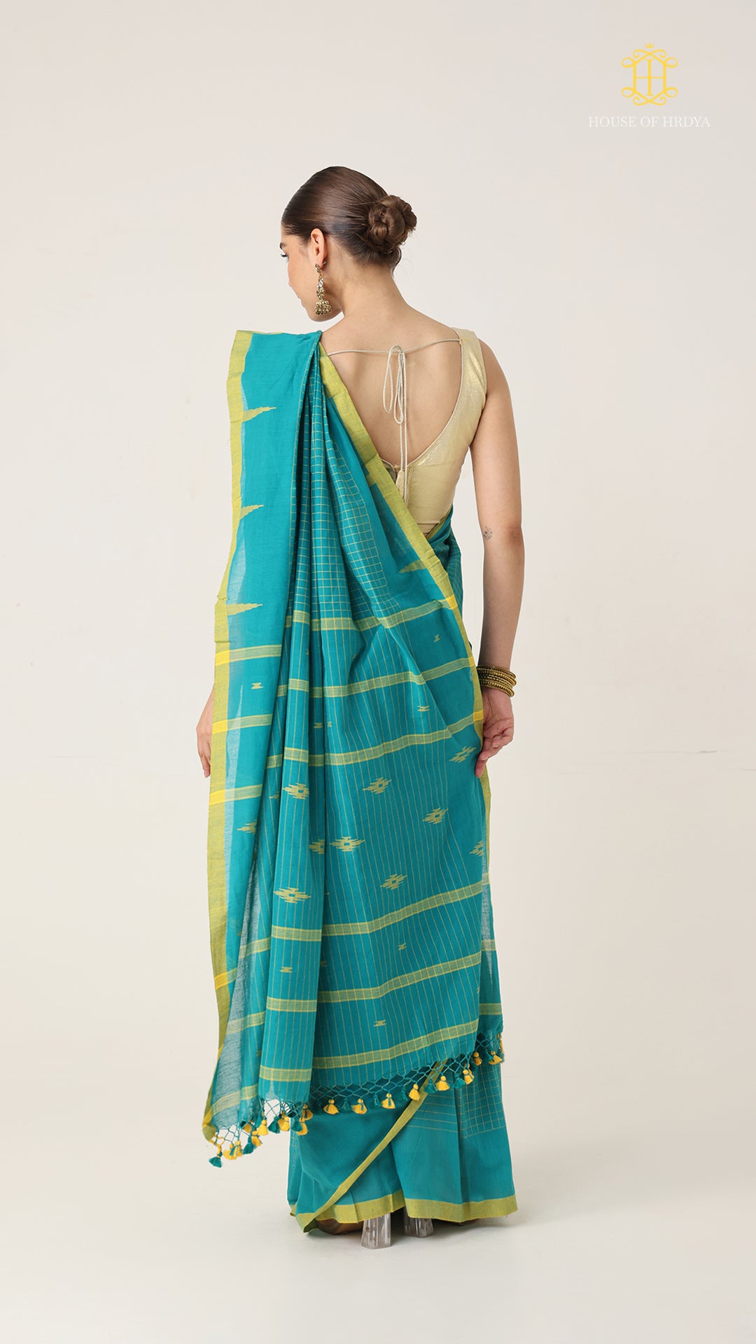 Nirva Mul Cotton Jamdani Plain - Teal Secondary image