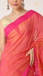 Nirva Jamdani Peach Saree