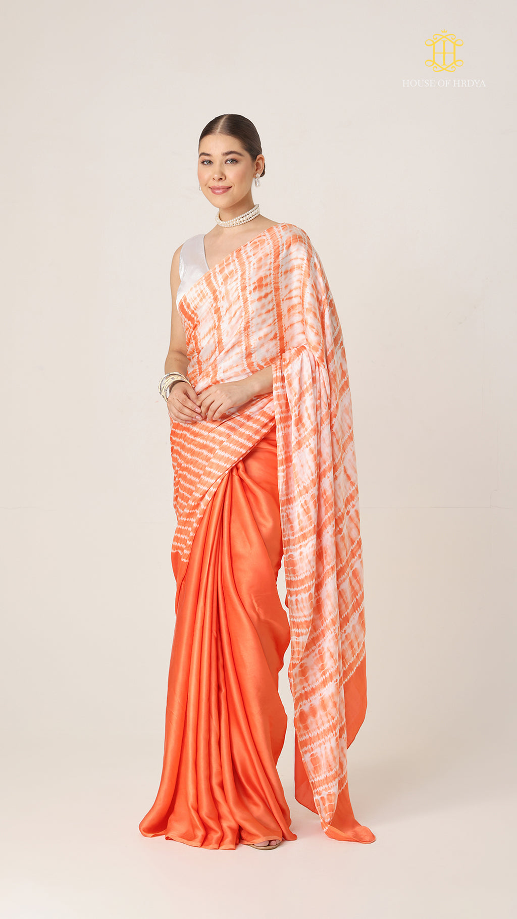 Baandh Peach Modal Silk Shibori