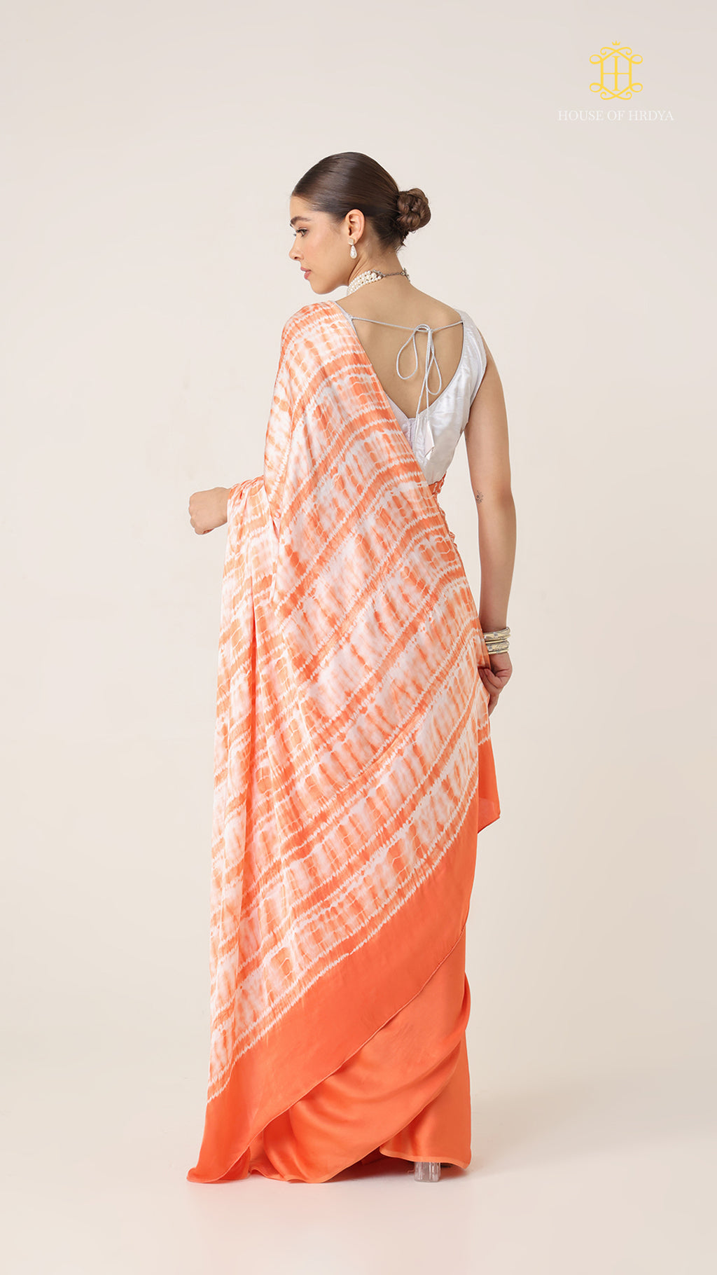 Baandh Peach Modal Silk Shibori