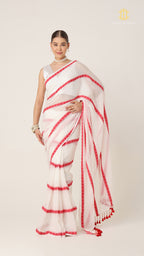 Red White Puja Collection Saree