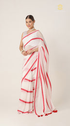 Red White Puja Collection Saree