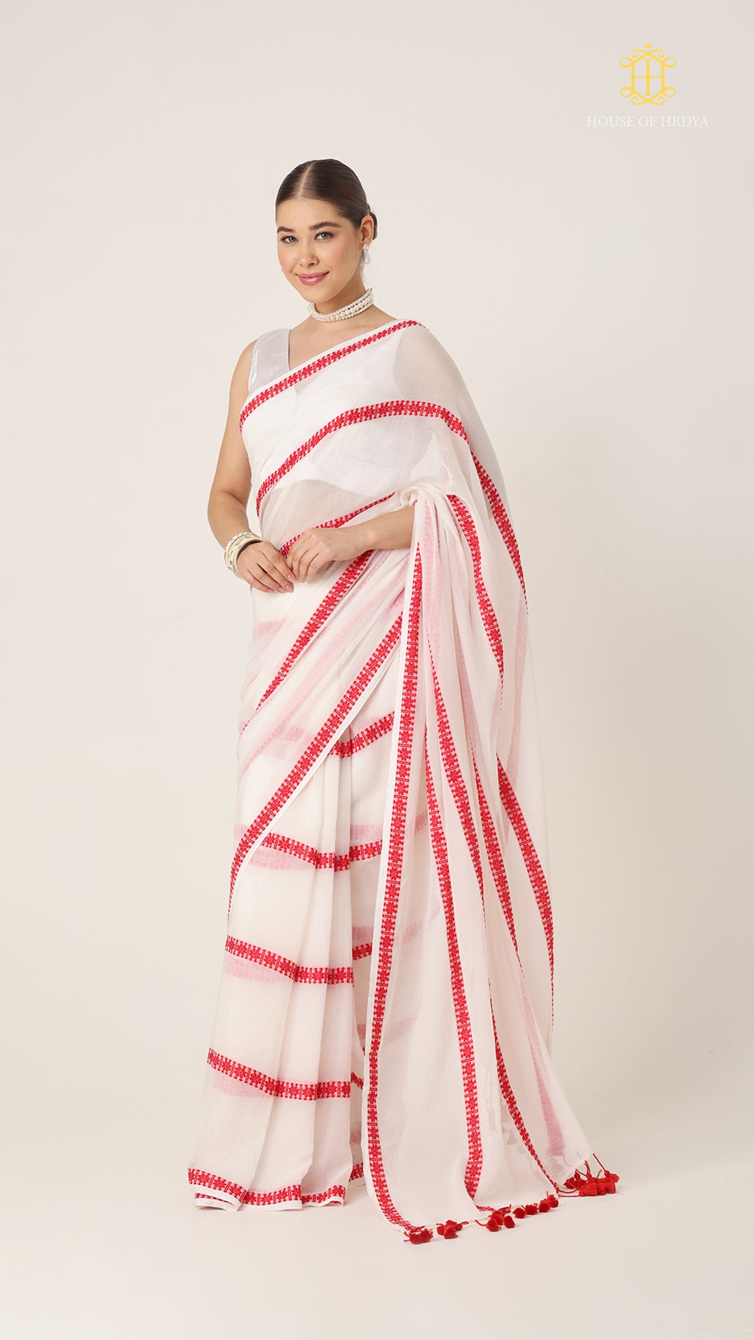 Red White Puja Collection Saree