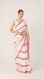 Red White Puja Collection Saree