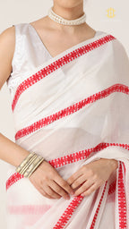 Red White Puja Collection Saree