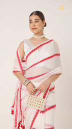 Red White Puja Collection Saree