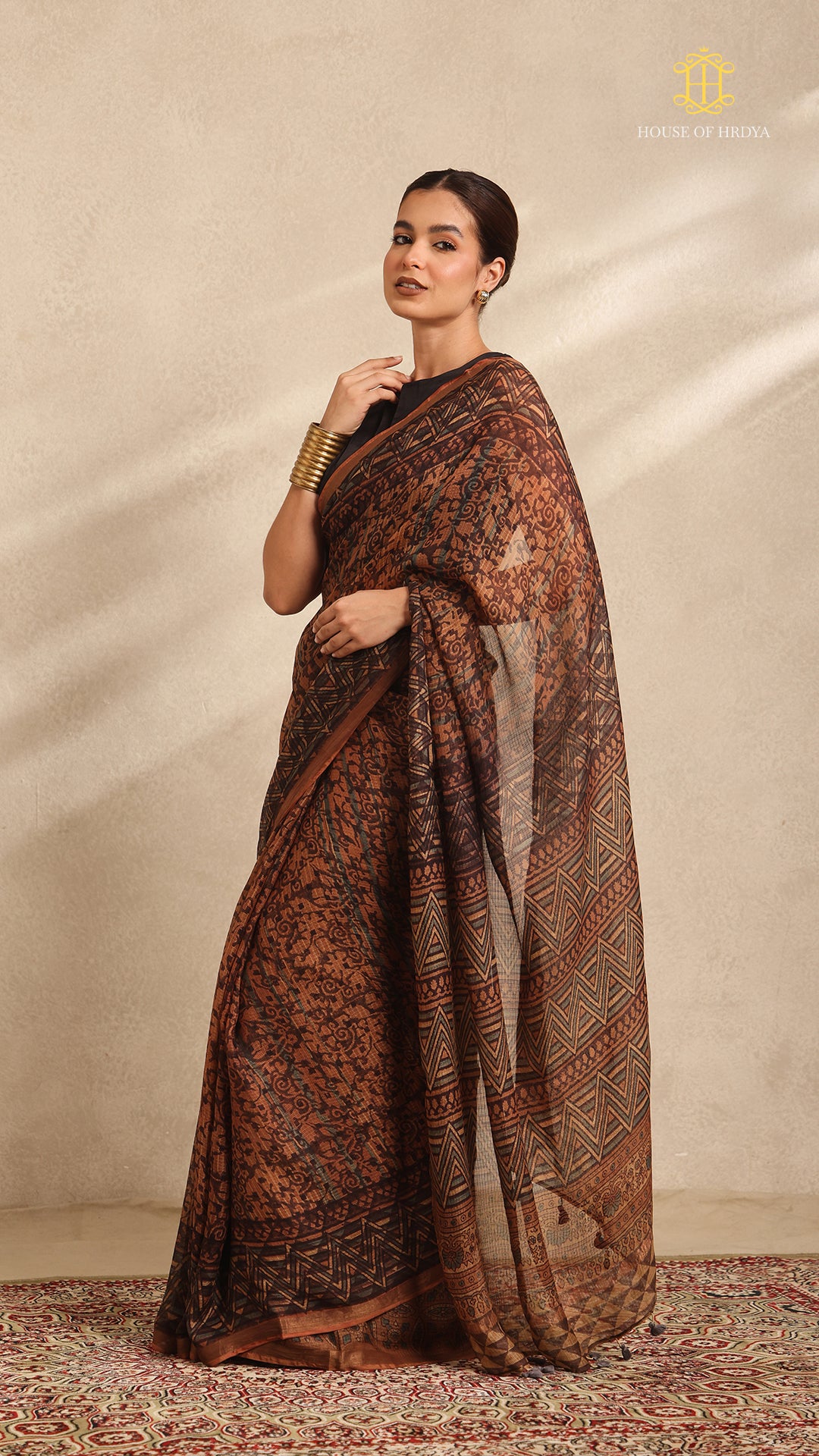 Ajrakh Kota Silk Saree Secondary image