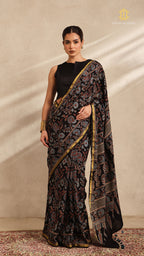 Ajrakh Mul Cotton Saree