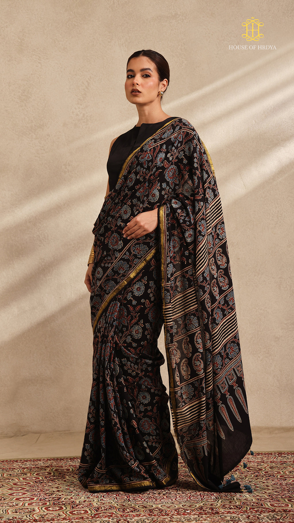Ajrakh Mul Cotton Saree