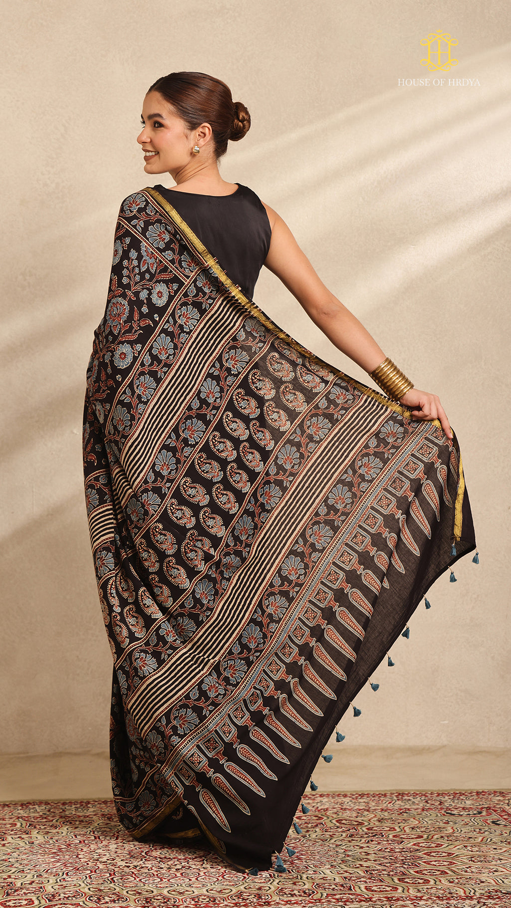Ajrakh Mul Cotton Saree