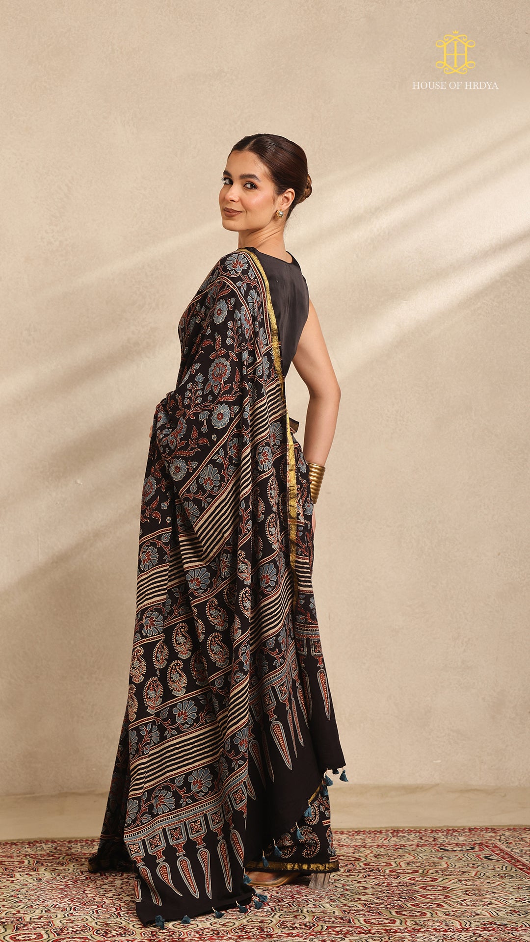Ajrakh Mul Cotton Saree