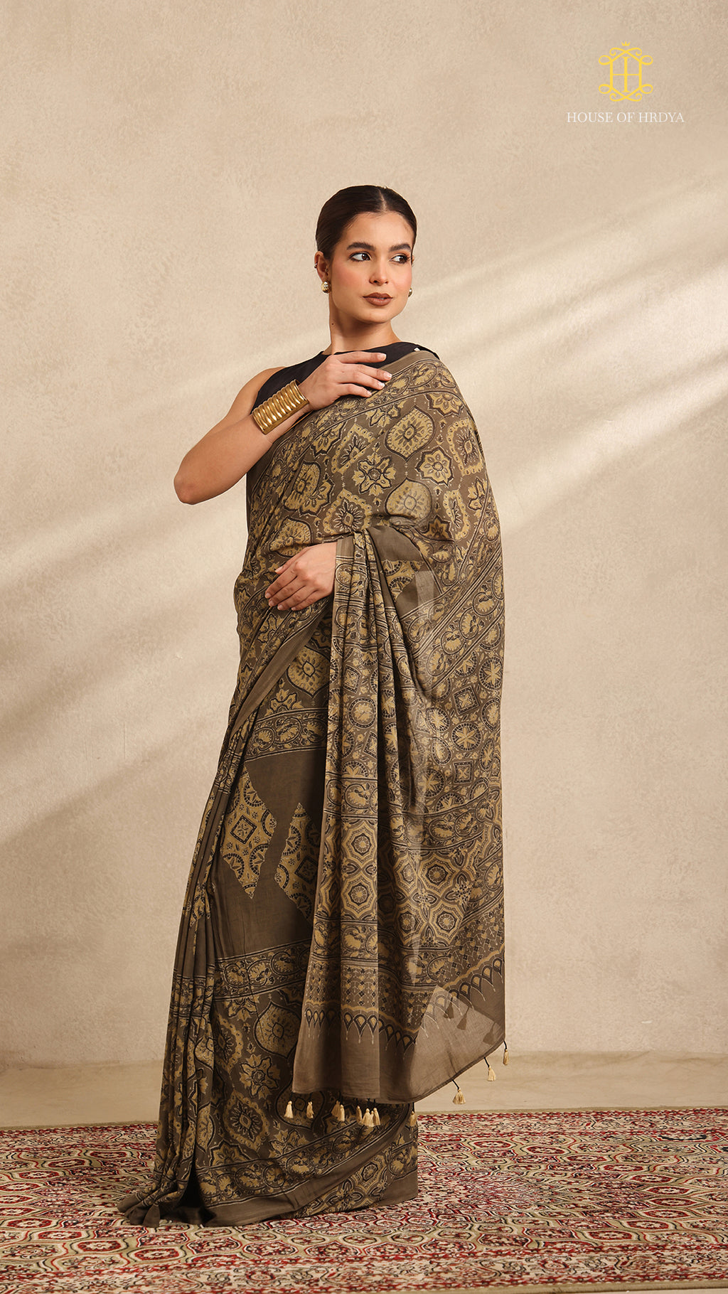 Ajrakh Mul Cotton Saree