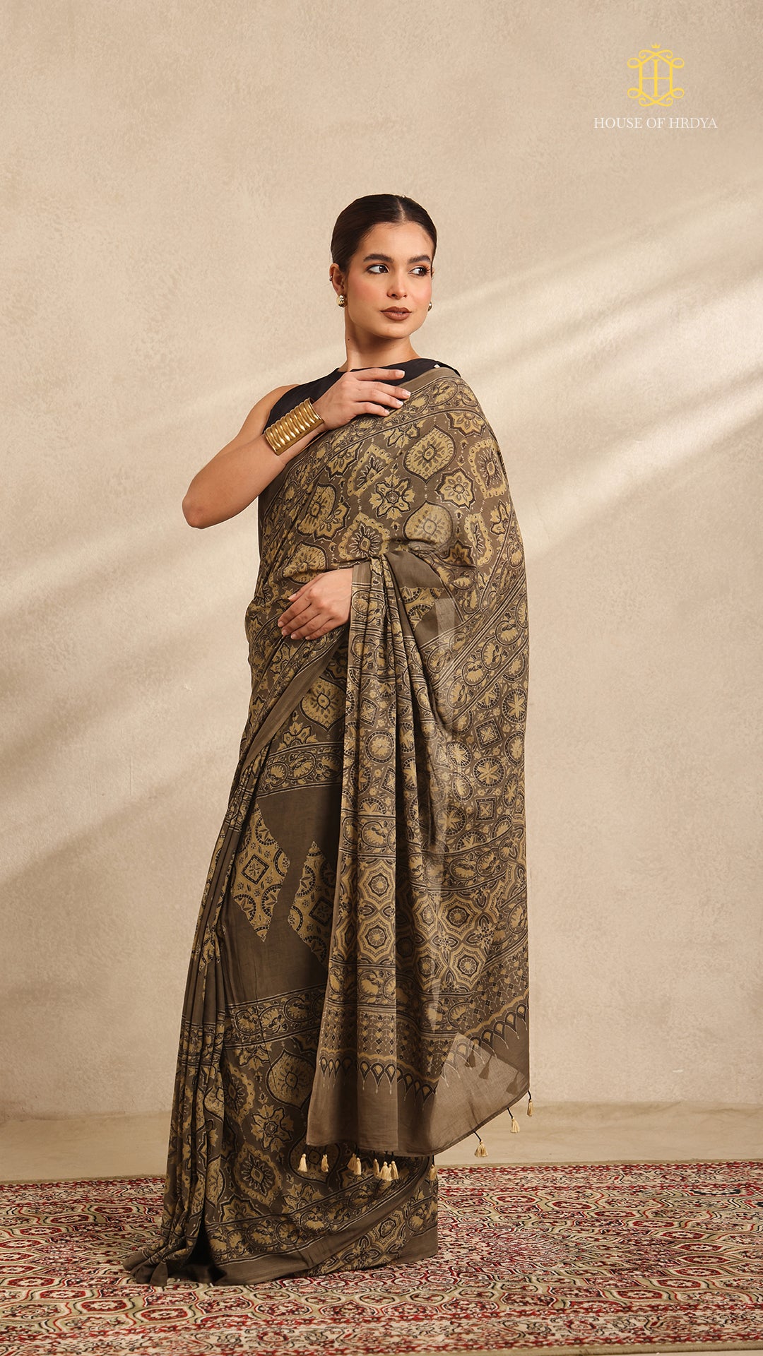 Ajrakh Mul Cotton Saree