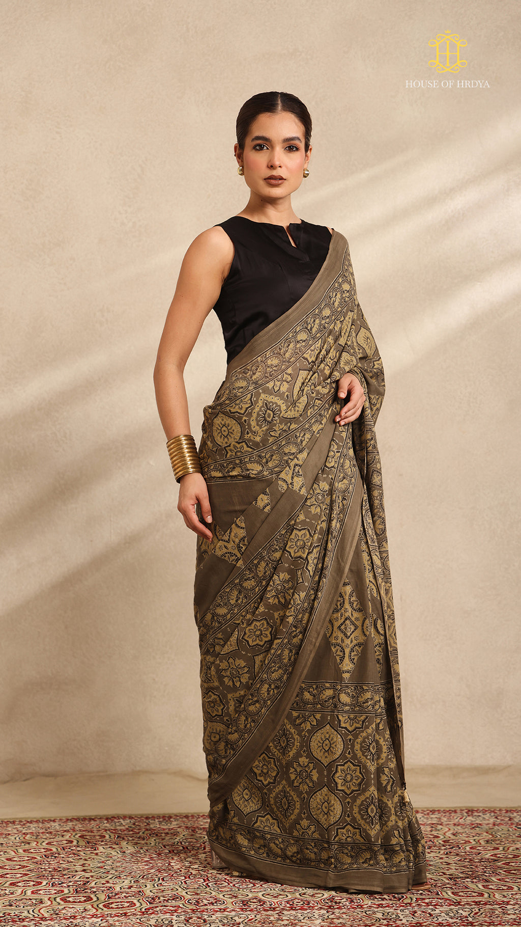 Ajrakh Mul Cotton Saree
