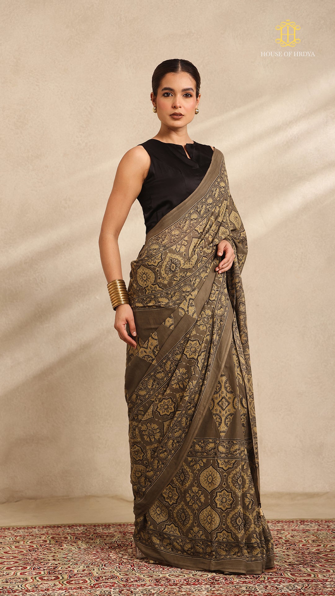 Ajrakh Mul Cotton Saree