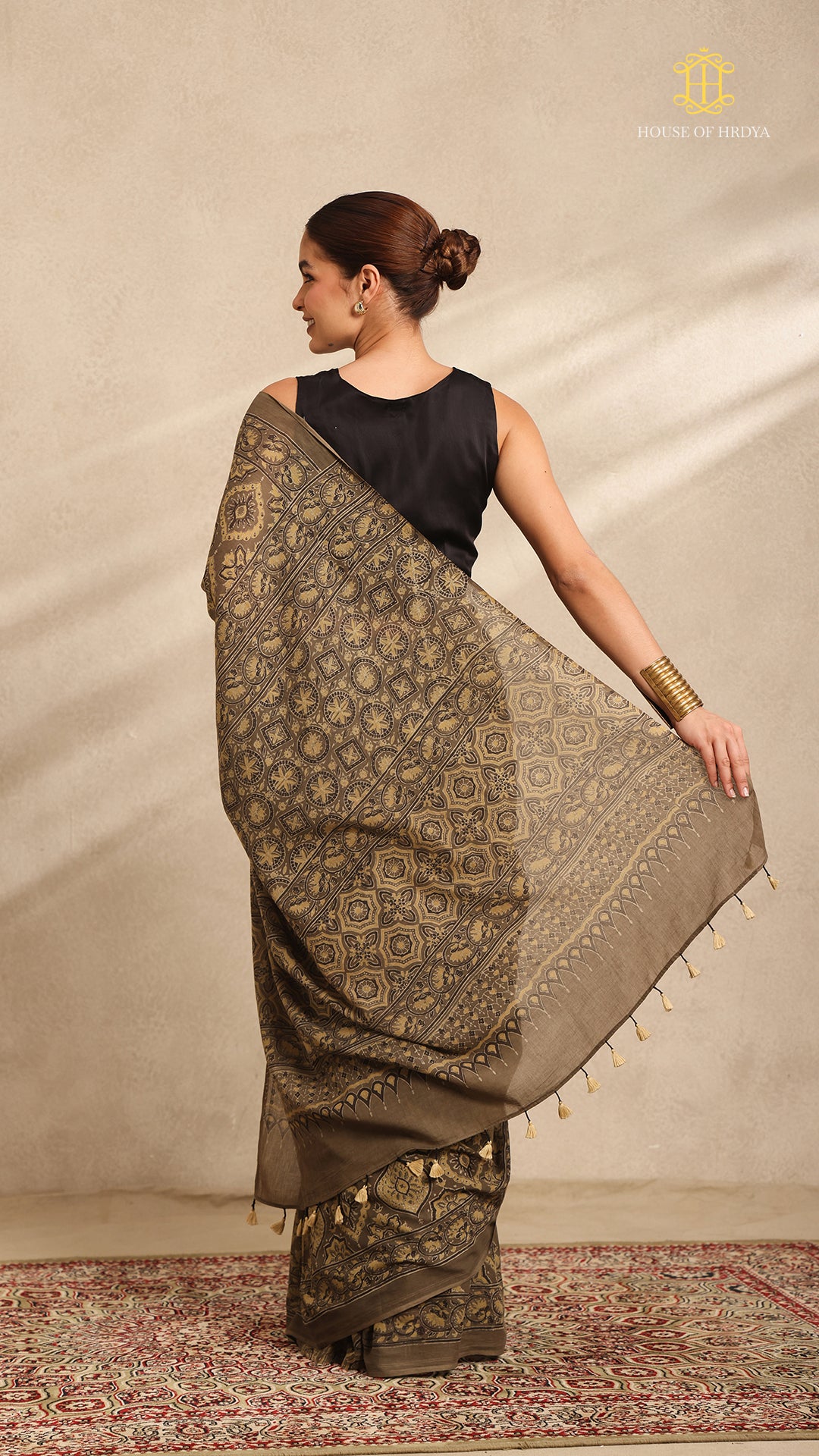Ajrakh Mul Cotton Saree