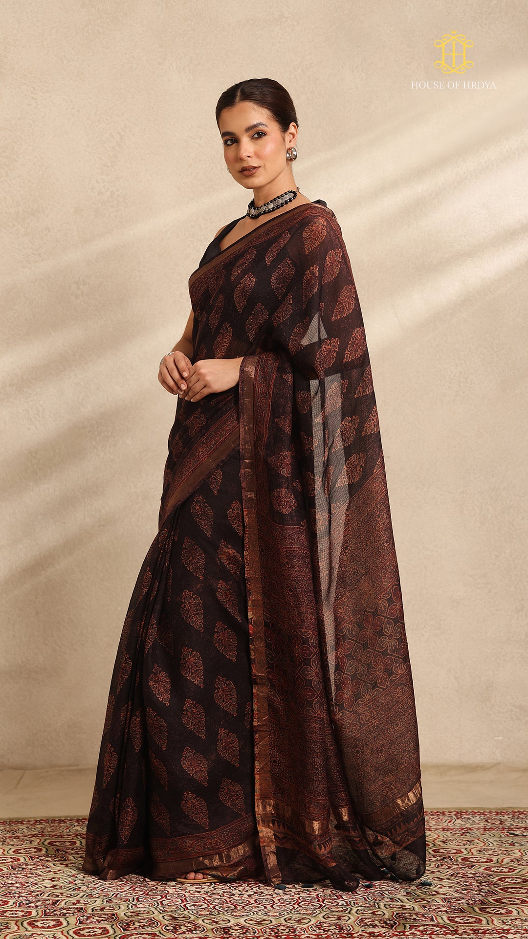 Ajrakh Kota Silk Saree Main image